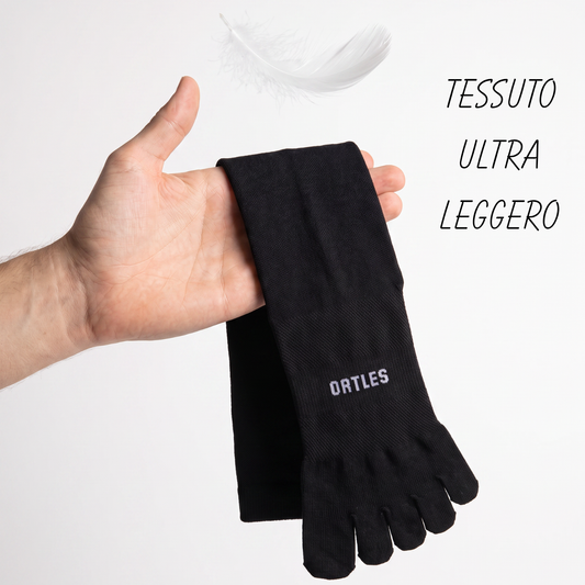 Air Flow Black - Calze compressive alte al ginocchio a 5 dita