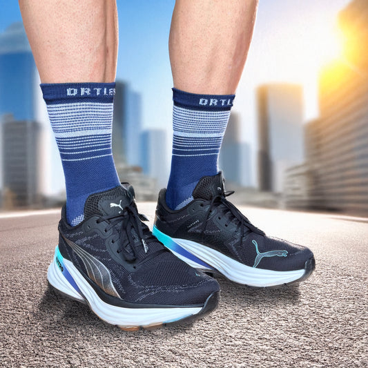 Elite Blu - Calze Compressive Alte 5 Dita