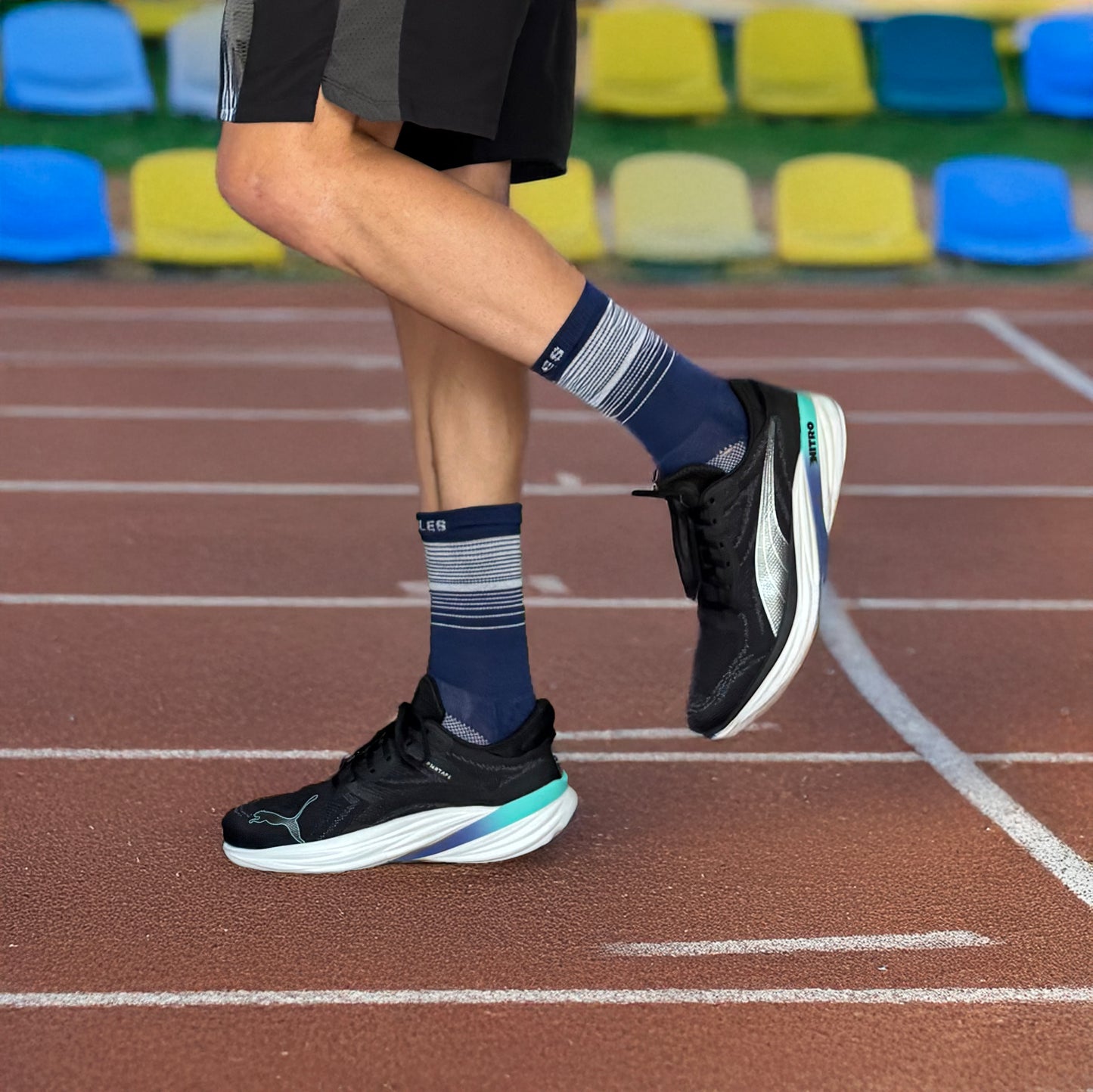 Elite Blu - Calze Compressive Alte 5 Dita