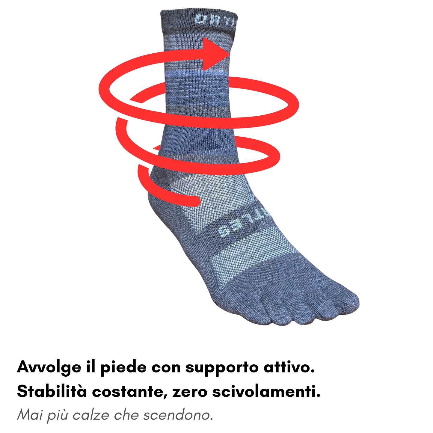 Elite Grigio - Calze Compressive Alte 5 Dita