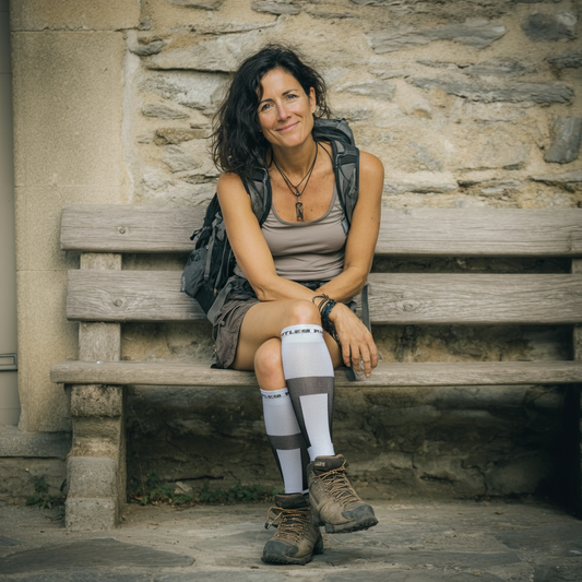 Flow+ White - Calze alte al ginocchio a 5 dita