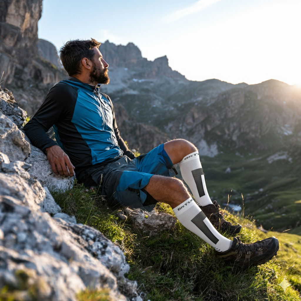 Flow+ White - Calze alte al ginocchio a 5 dita