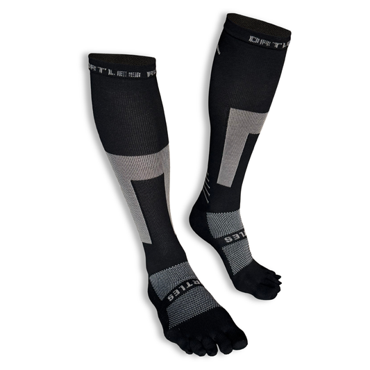 Flow+ Black - 5-Toe Knee High Socks