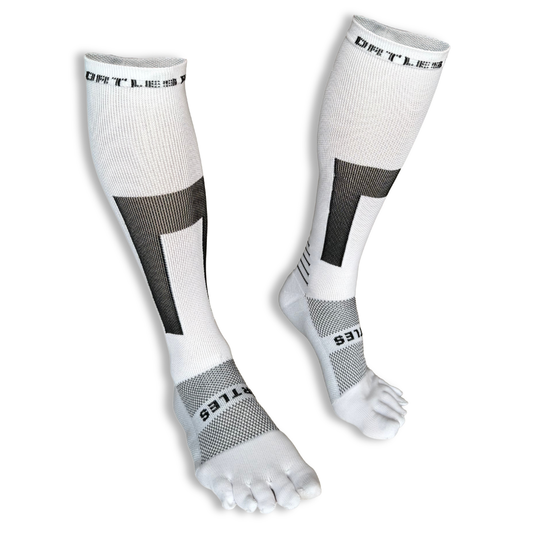 Flow+ White - 5-Toe Knee High Socks