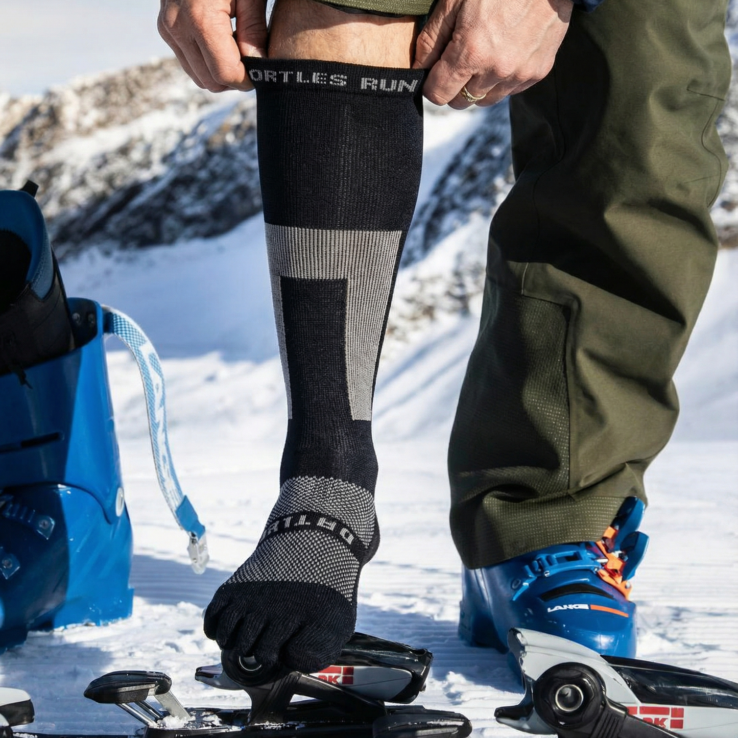 Flow+ Black/Grey - Calze alte al ginocchio a 5 dita