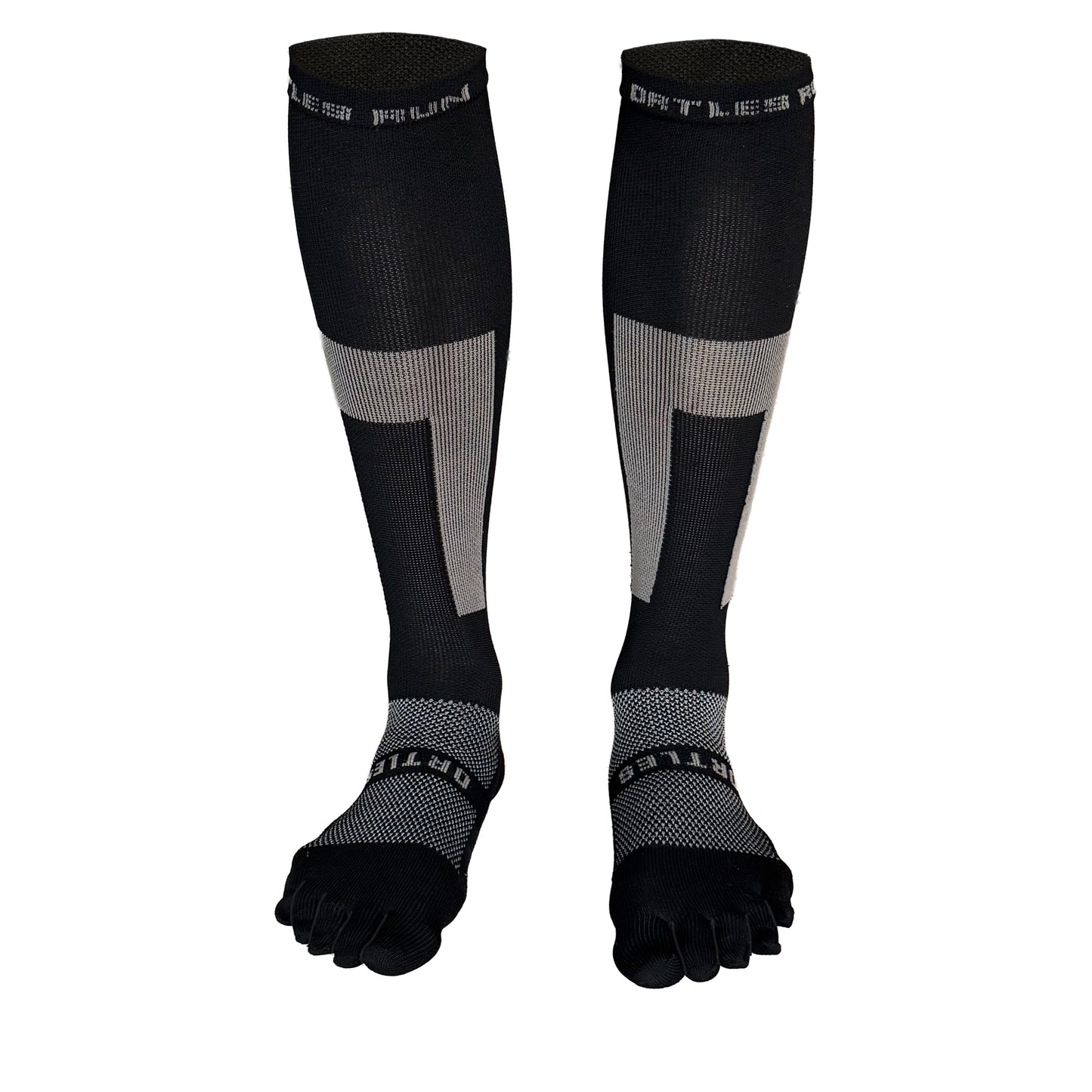 Flow+ Black - Calze alte al ginocchio a 5 dita