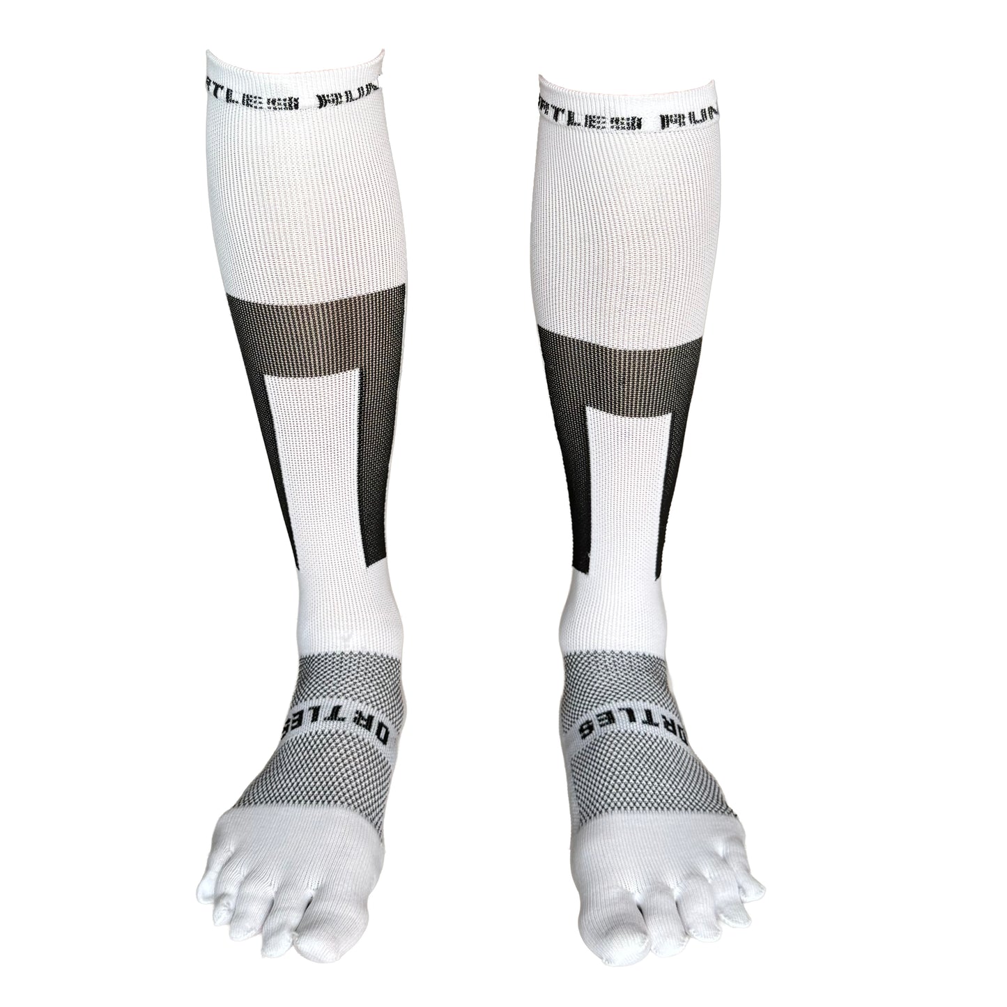 Flow+ White - Calze alte al ginocchio a 5 dita