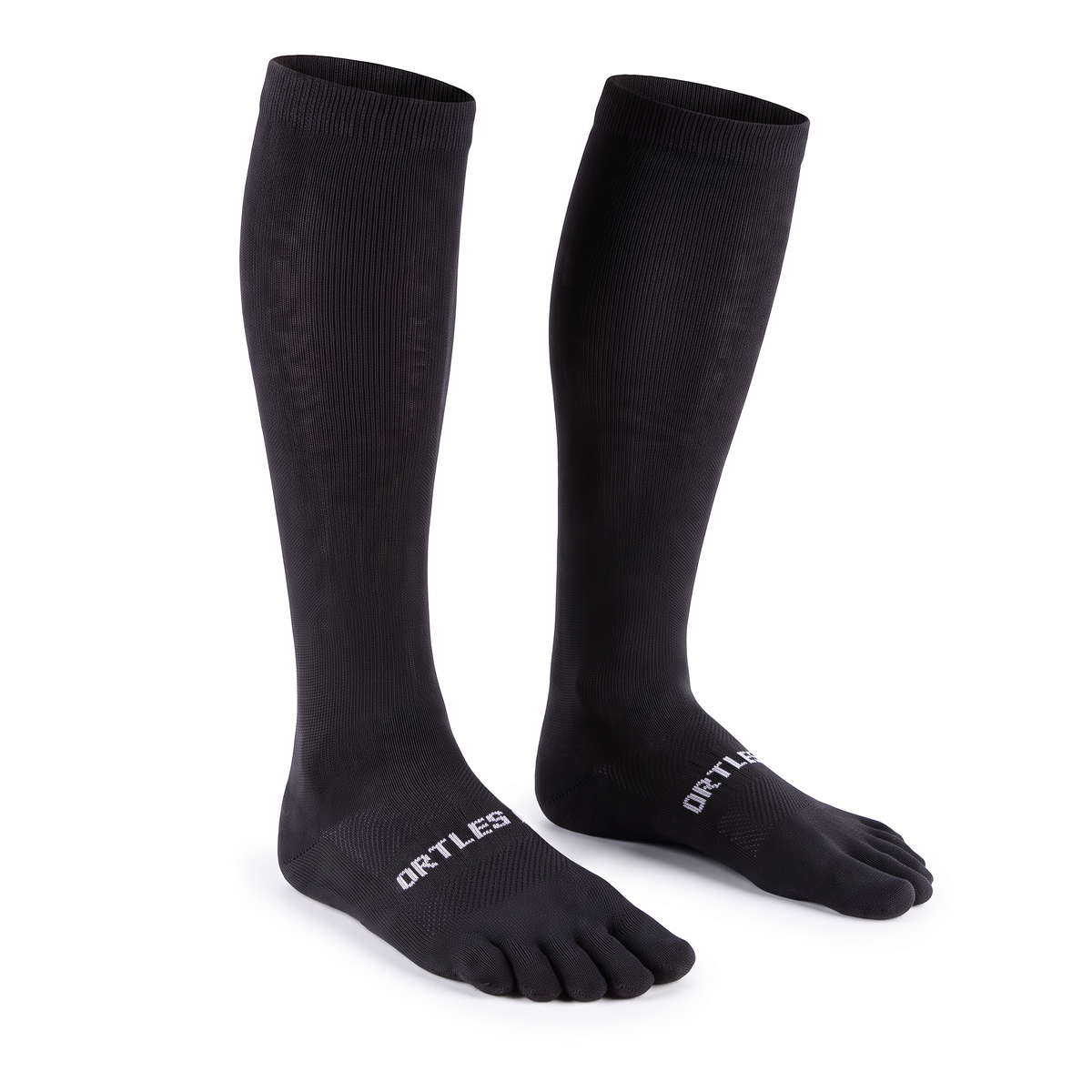 Soft Merino Black - Calze alte al ginocchio a 5 dita