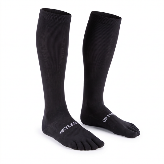 Soft Merino Black - Calze alte al ginocchio a 5 dita