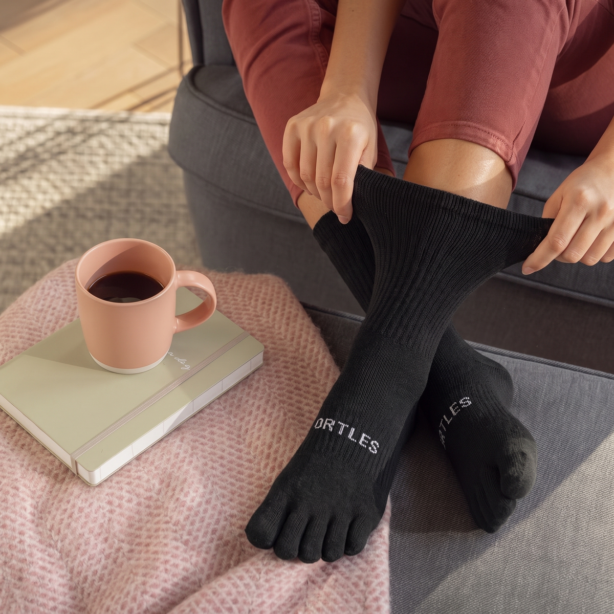 Ortles Zero Press Black - Chaussettes montantes 5 doigts sans élastique